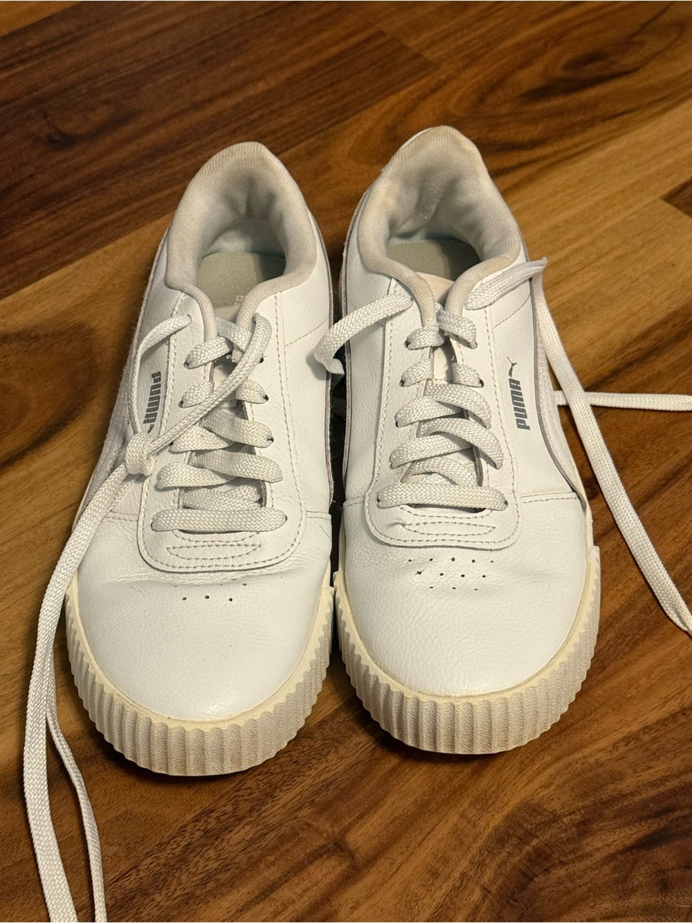 Puma Women’s White Leather Low-Profile Sneakers